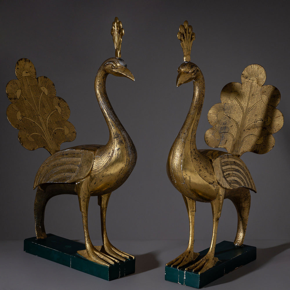 Golden Peacock Sculptures, Mid-20th Century