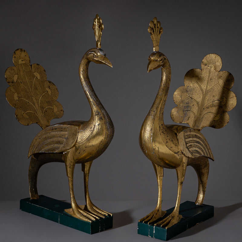 Golden Peacock Sculptures, Mid-20th Century