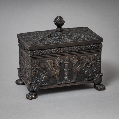 Berlin Iron Tobacco Box with Griffin Decoration, Early 19th Century