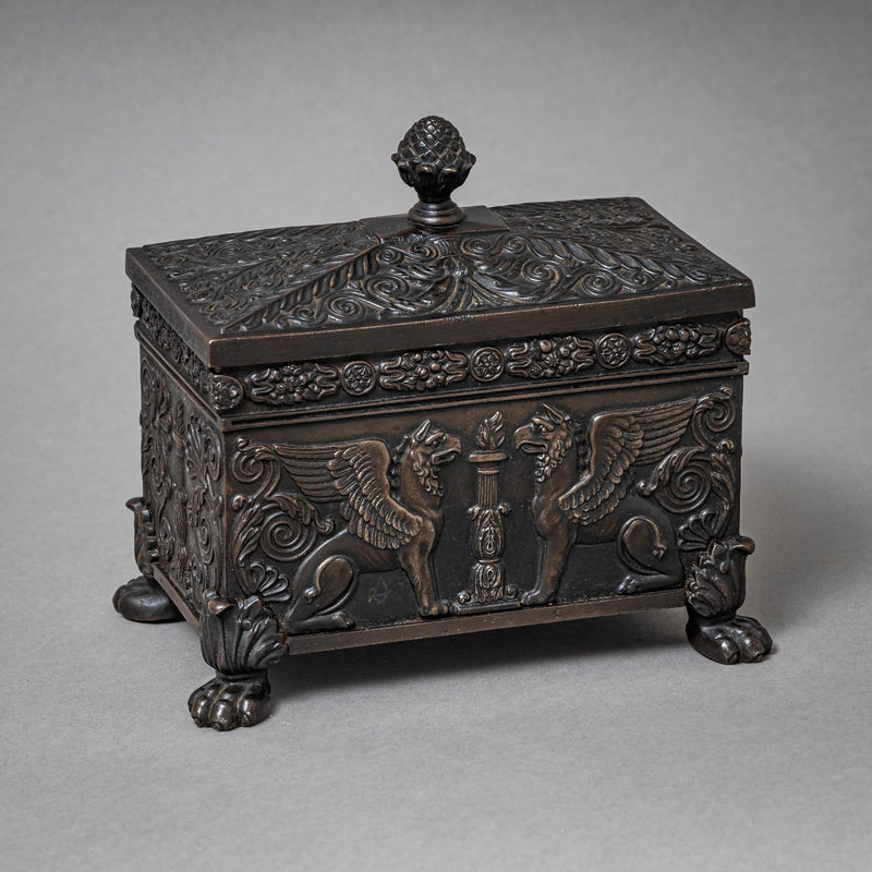 Berlin Iron Tobacco Box with Griffin Decoration, Early 19th Century