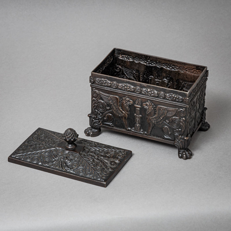 Berlin Iron Tobacco Box with Griffin Decoration, Early 19th Century