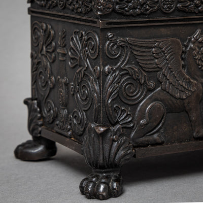 Berlin Iron Tobacco Box with Griffin Decoration, Early 19th Century