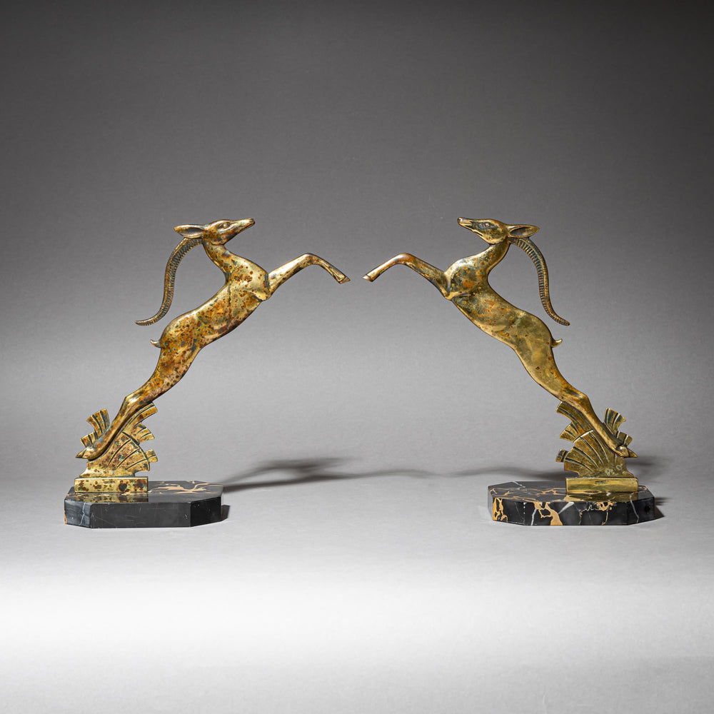 Art Deco Bookends with Gazelles, circa 1930