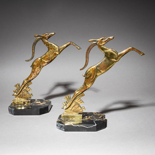 Art Deco Bookends with Gazelles, circa 1930