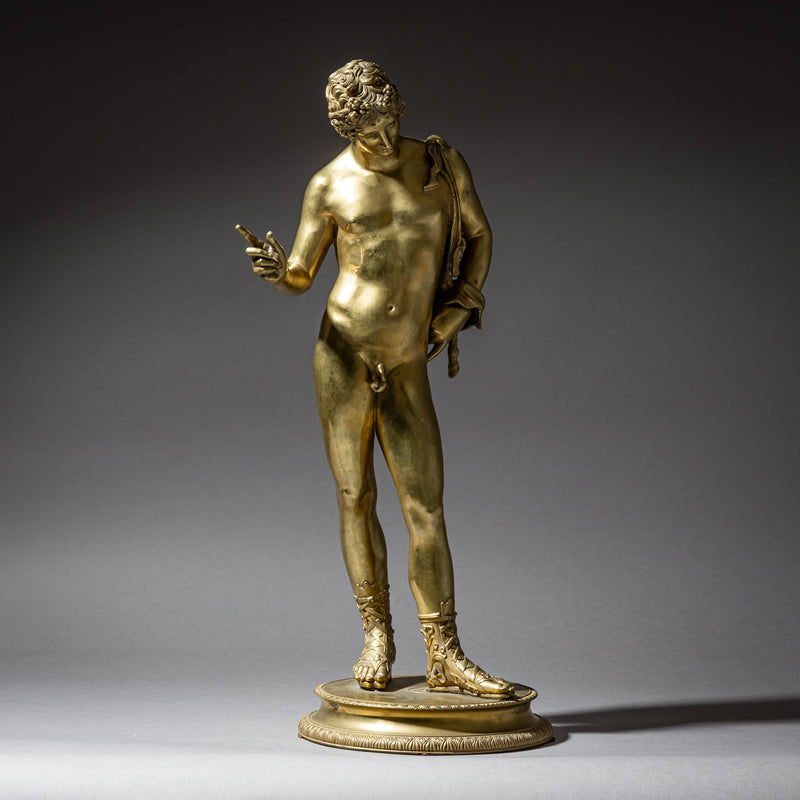 Bronze of Narcissus after the Antique, Signed Michele Amodio, Naples, Late 19th Century