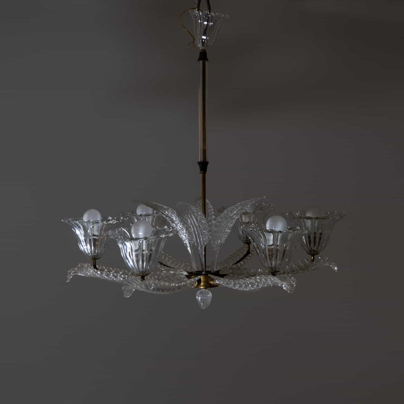 Murano glass Chandelier by Ercole Barovier, Italy 1940s