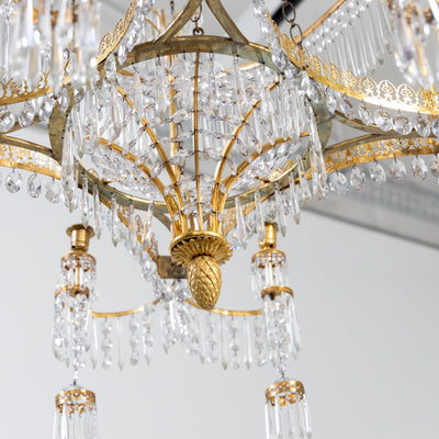 Werner & Mieth Neoclassical Chandelier with Palm Trees, Berlin c. 1800-1810