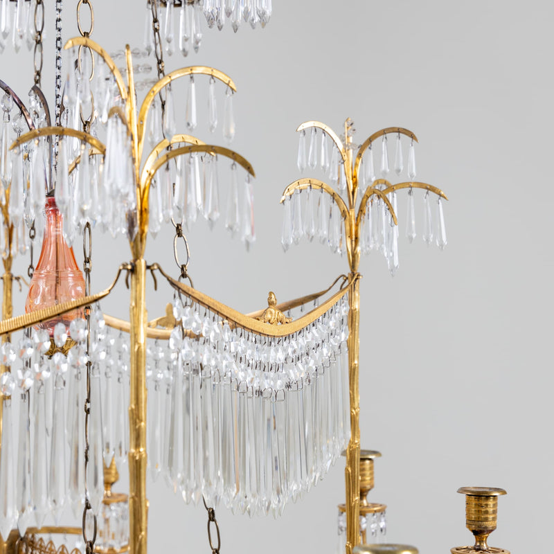 Werner & Mieth Neoclassical Chandelier with Palm Trees, Berlin c. 1800-1810