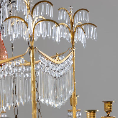 Werner & Mieth Neoclassical Chandelier with Palm Trees, Berlin c. 1800-1810