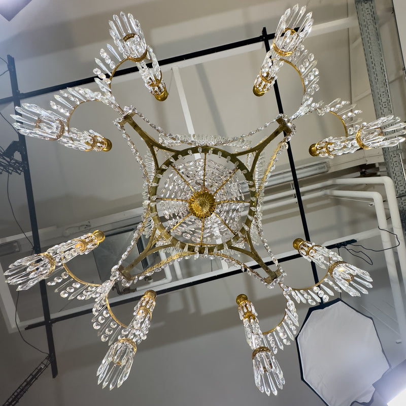 Werner & Mieth Neoclassical Chandelier with Palm Trees, Berlin c. 1800-1810