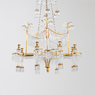 Werner & Mieth Neoclassical Chandelier with Palm Trees, Berlin c. 1800-1810