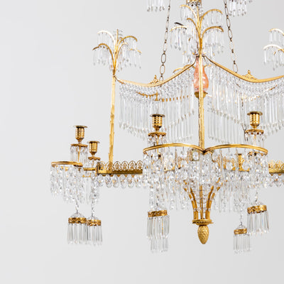 Werner & Mieth Neoclassical Chandelier with Palm Trees, Berlin c. 1800-1810