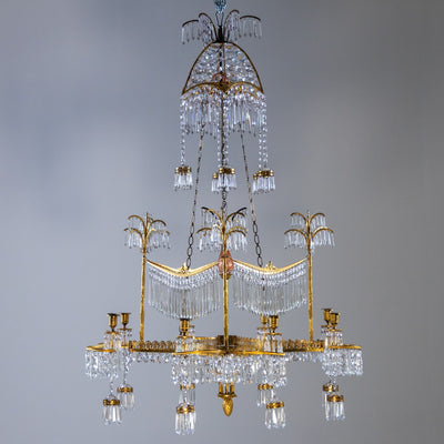 Werner & Mieth Neoclassical Chandelier with Palm Trees, Berlin c. 1800-1810