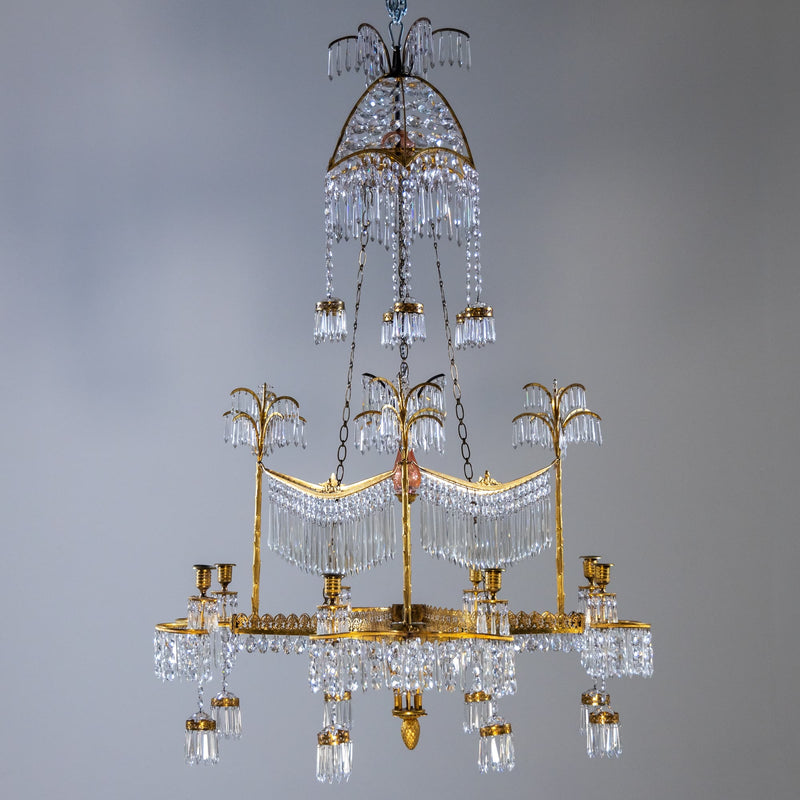 Werner & Mieth Neoclassical Chandelier with Palm Trees, Berlin c. 1800-1810