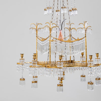 Werner & Mieth Neoclassical Chandelier with Palm Trees, Berlin c. 1800-1810