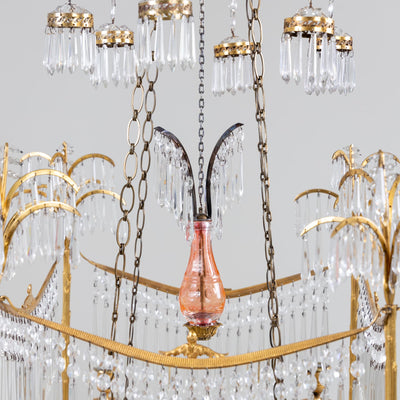 Werner & Mieth Neoclassical Chandelier with Palm Trees, Berlin c. 1800-1810