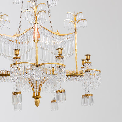 Werner & Mieth Neoclassical Chandelier with Palm Trees, Berlin c. 1800-1810