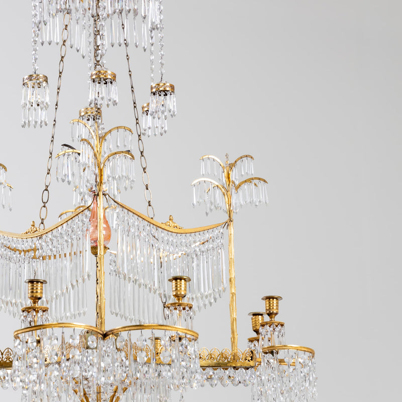 Werner & Mieth Neoclassical Chandelier with Palm Trees, Berlin c. 1800-1810