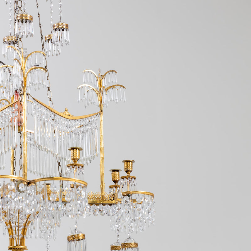 Werner & Mieth Neoclassical Chandelier with Palm Trees, Berlin c. 1800-1810