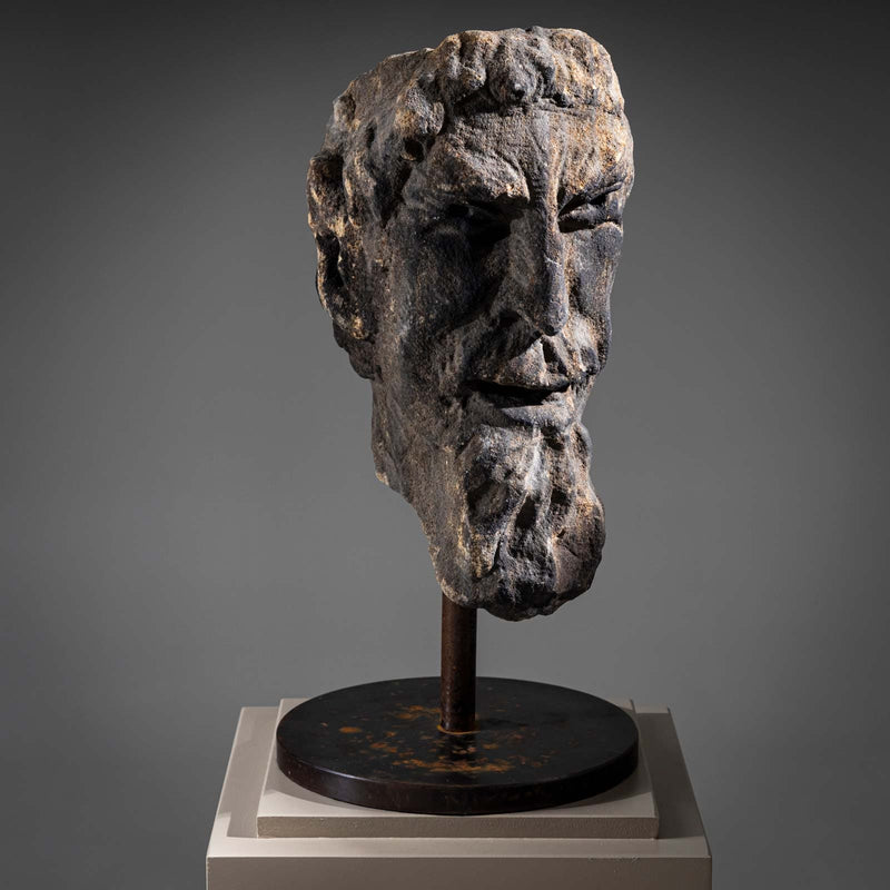 Sandstone Head of a Satyr, 18th Century