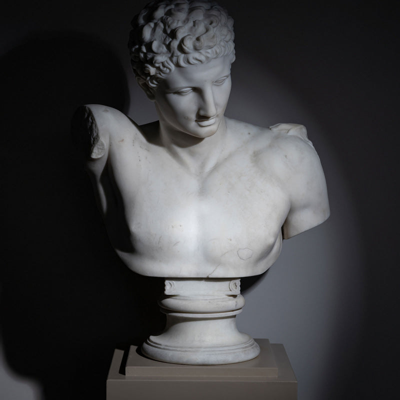 Grand Tour Marble Bust of Hermes of Olympia, Italy, second half 19th Century