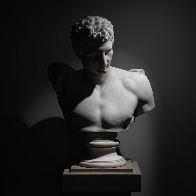 Grand Tour Marble Bust of Hermes of Olympia, Italy, second half 19th Century