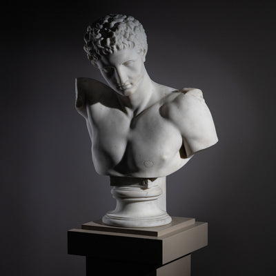 Grand Tour Marble Bust of Hermes of Olympia, Italy, second half 19th Century