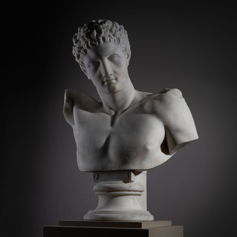 Grand Tour Marble Bust of Hermes of Olympia, Italy, second half 19th Century