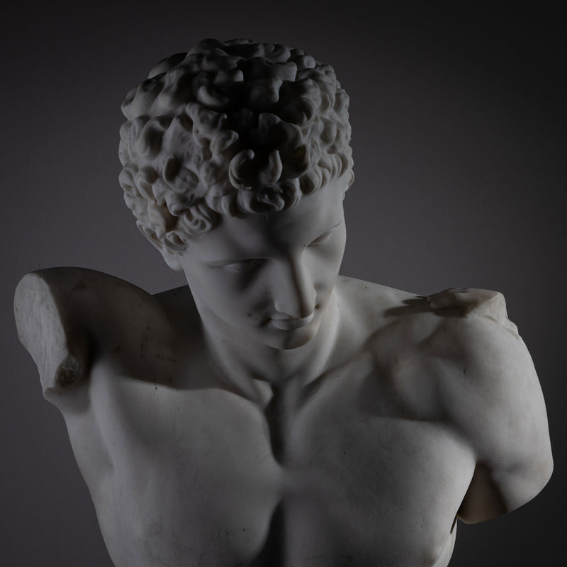 Grand Tour Marble Bust of Hermes of Olympia, Italy, second half 19th Century