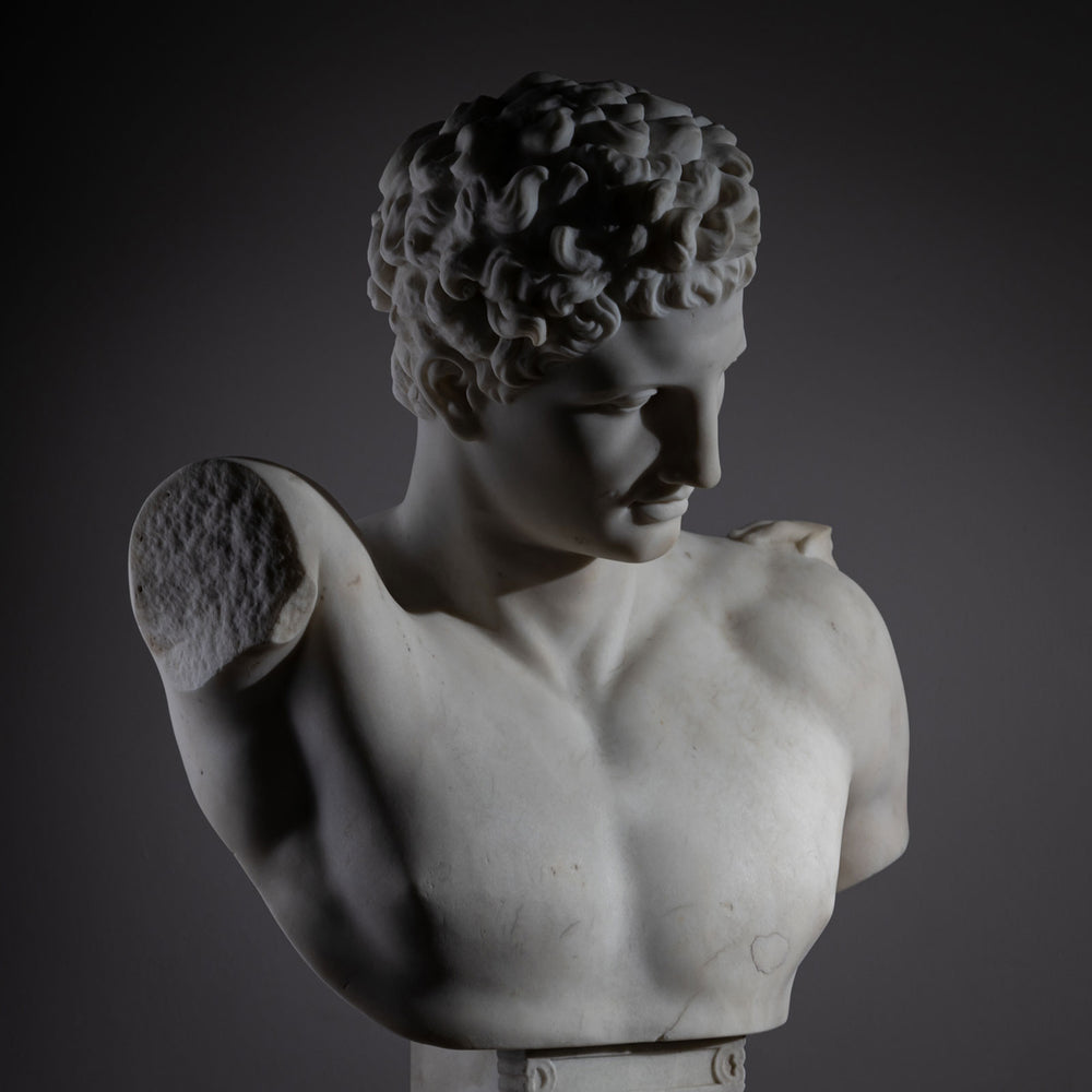 Grand Tour Marble Bust of Hermes of Olympia, Italy, 2nd Half 19th Century
