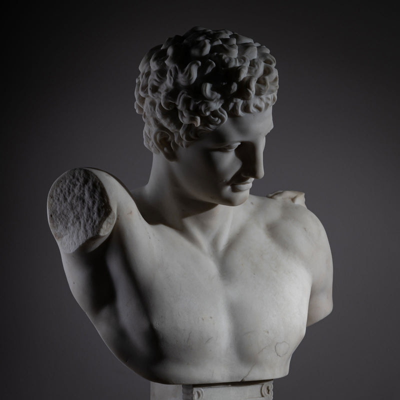 Grand Tour Marble Bust of Hermes of Olympia, Italy, second half 19th Century