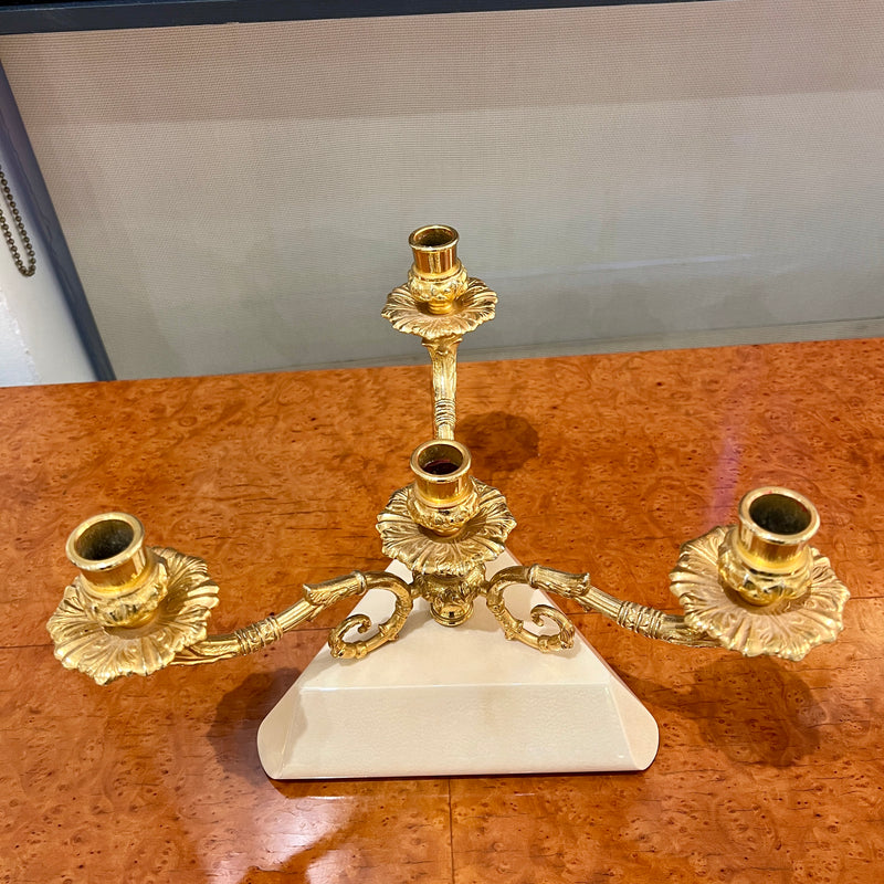 Aldo Tura Modernist Three Arm Candelabra