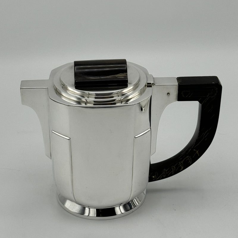 Art Deco Period Sterling Silver Five Piece Tea Coffee Service Belgium circa 1930