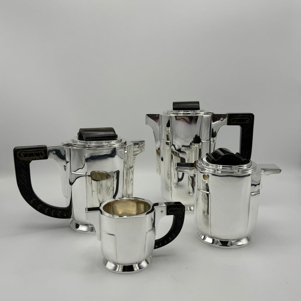 Art Deco Period Sterling Silver Four Piece Tea Coffee Service Belgium circa 1930