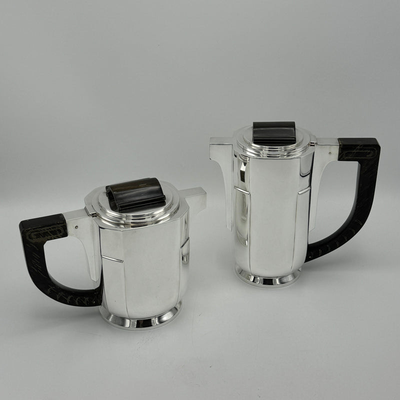 Art Deco Period Sterling Silver Five Piece Tea Coffee Service Belgium circa 1930