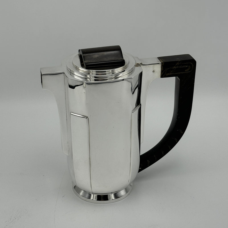 Art Deco Period Sterling Silver Five Piece Tea Coffee Service Belgium circa 1930