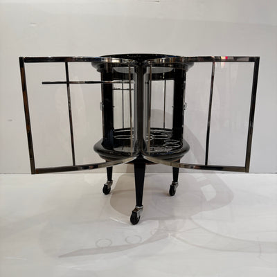 Modernist Ebonized Bar Cart, Italy 1950s