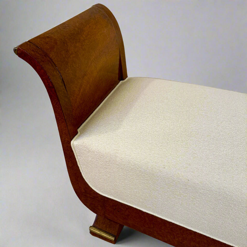Fine Art Deco Bench in Amboyna with Patinated Bronze Details, France 1930&