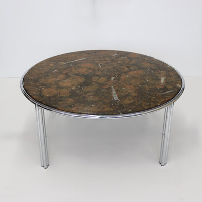 Modernist Fossil Stone Top Cocktail Coffee Table Italy 1950
