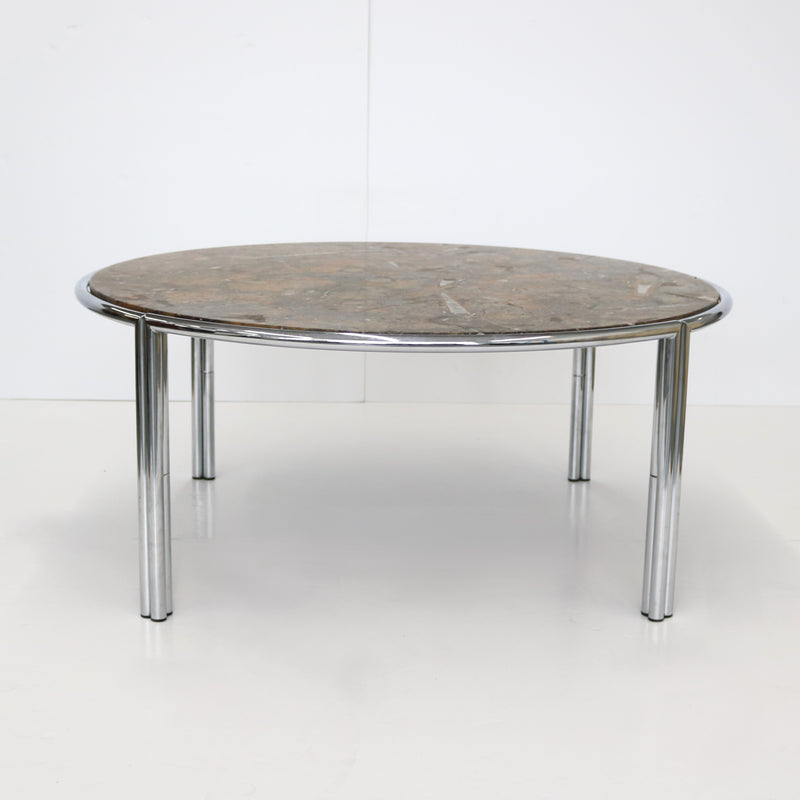 Modernist Fossil Stone Top Cocktail Coffee Table Italy 1950