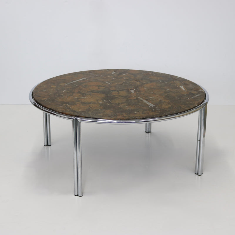 Modernist Fossil Stone Top Cocktail Coffee Table Italy 1950