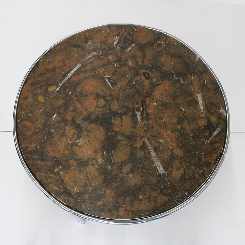 Modernist Fossil Stone Top Cocktail Coffee Table Italy 1950