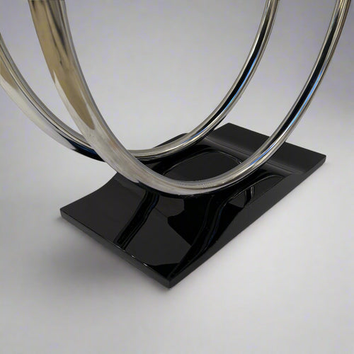 French Art Deco Round Chrome Black Side Table 1930
