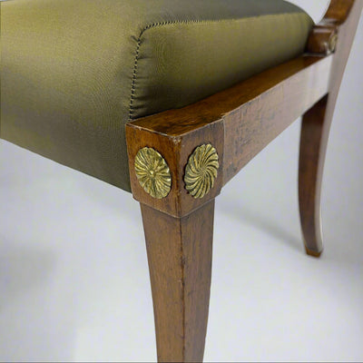 Pair Italian Neoclassical Mahogany Brass Chairs Italy 1st Half 19th Century