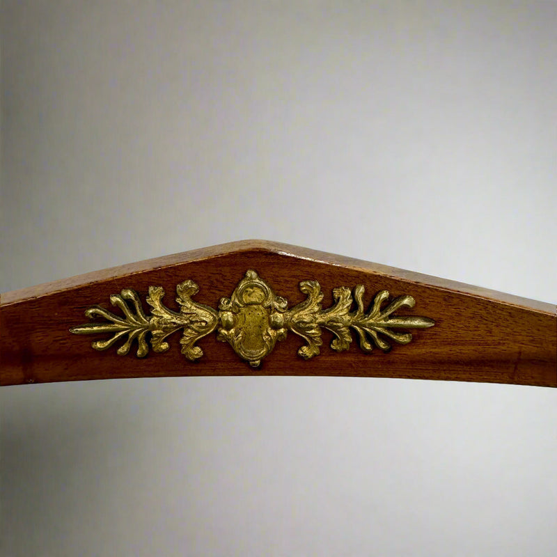 Pair Italian Neoclassical Mahogany Brass Chairs Italy 1st Half 19th Century