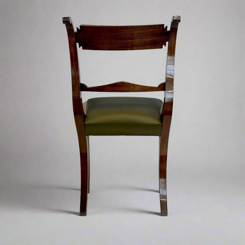 Pair Italian Neoclassical Mahogany Brass Chairs Italy 1st Half 19th Century