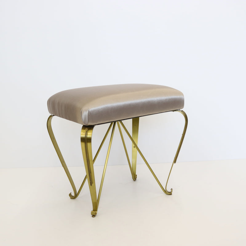 Pair Modern Italian Brass Stools Benches Italy 1970