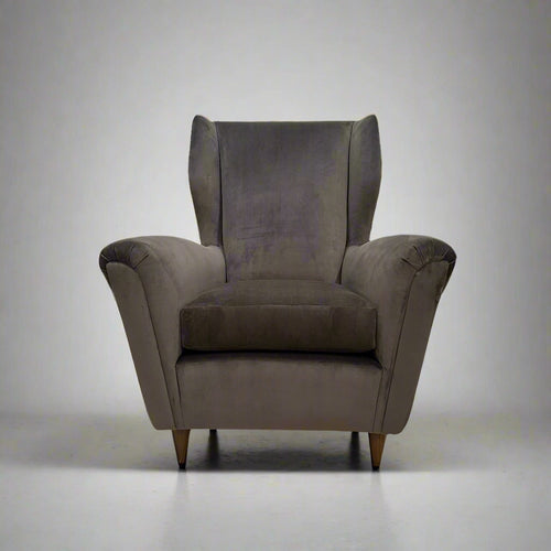 Single Italian Modernist wing chair in the style of Gio Ponti