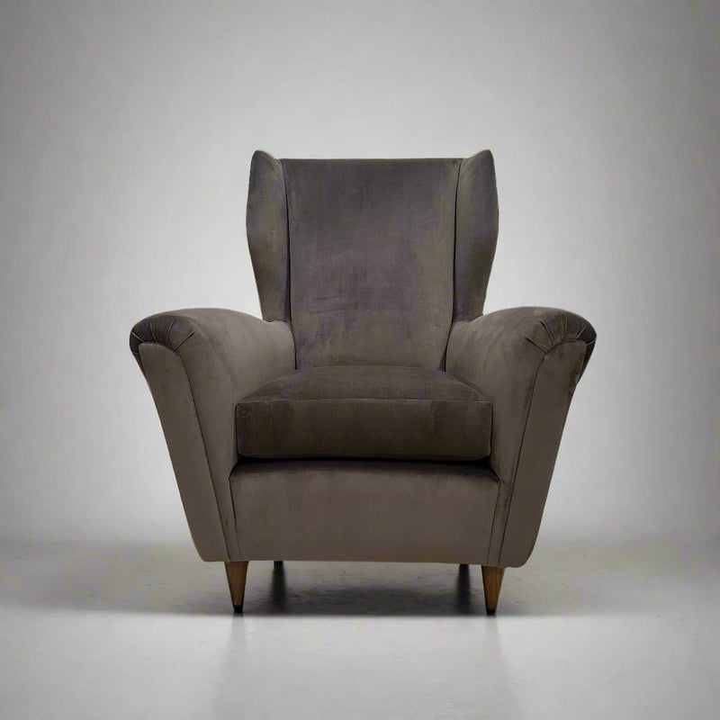 Single Italian Modernist wing chair in the style of Gio Ponti