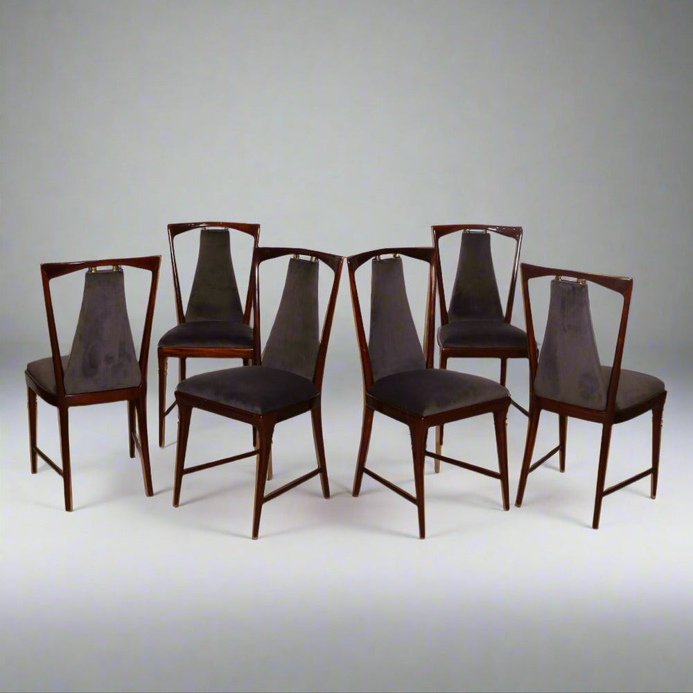 Set of Six Osvaldo Borsani Dining Chairs, Italy 1949